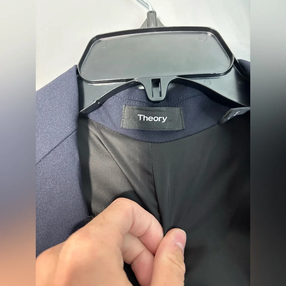 Theory Slim Fit Blazer in Navy Blue Sevona Stretch One Button Gabe B3 Size 2 - Picture 3 of 6